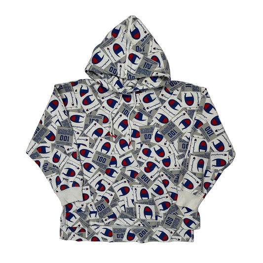 Reverse Weave Champion Hoodie - Large White Cotton