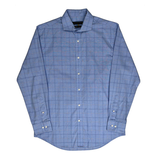 Tommy Hilfiger Checked Patterned Shirt - Medium Blue Cotton Blend