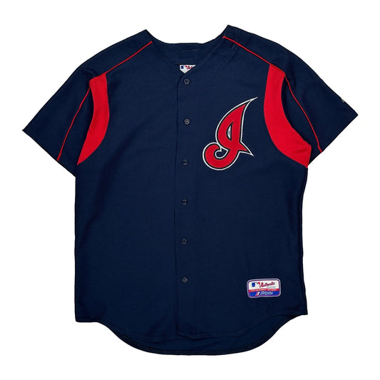 Cleveland Indians Majestic Mlb Jersey - Large Navy Polyester