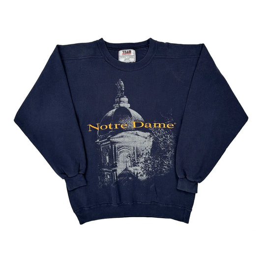 Vintage Made In USA Notre Dame Team Edition College Sweatshirt - Medium Navy Cotton Blend