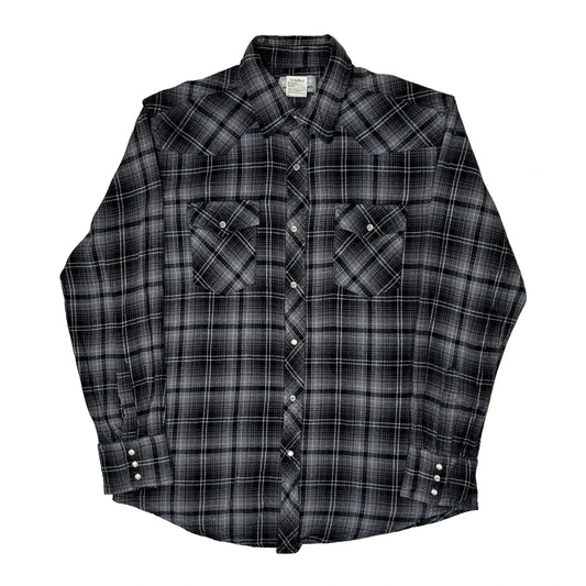 Vintage Wrangler Checked Flannel Shirt - Large Black & White Cotton