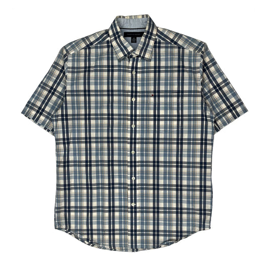 Tommy Hilfiger Checked Short Sleeve Shirt - Small Blue Cotton