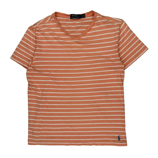 Polo By Ralph Lauren Striped T-Shirt - Small Orange Cotton