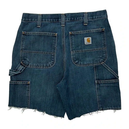 Carhartt Cut Off Denim Shorts - 32W 8L Blue Cotton Blend