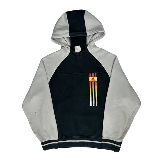 Vintage Adidas Striped Hoodie - Large Black Cotton