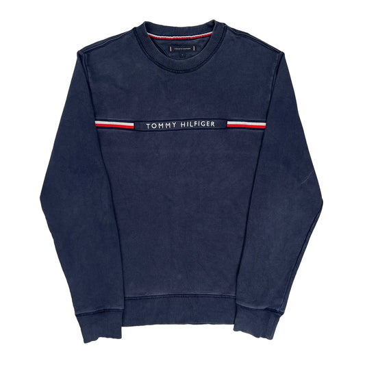 Tommy Hilfiger Spellout Sweatshirt - Large Navy Cotton