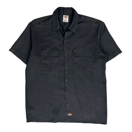 Vintage Dickies Short Sleeve Shirt - Large Black Polyester Blend