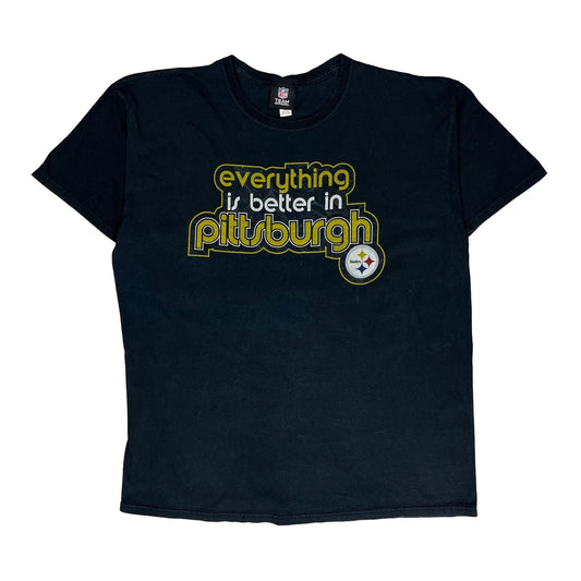 Pittsburgh Steelers N.F.L. Team Apparel Graphic T-Shirt - XL Black Cotton