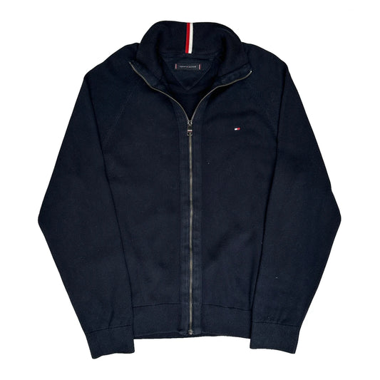 Tommy Hilfiger Collared Zip Up - Medium Navy Cotton