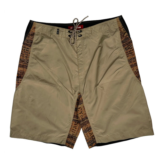 Vintage Oakley Board Shorts - 38W 10L Beige Polyester
