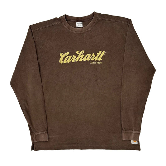 Carhartt Long Sleeve T-Shirt - Large Brown Cotton