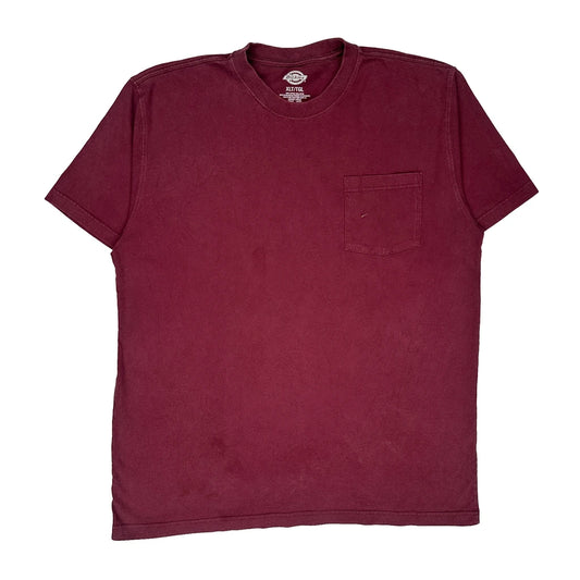 Vintage Dickies Tall T-Shirt - XL Burgundy Cotton