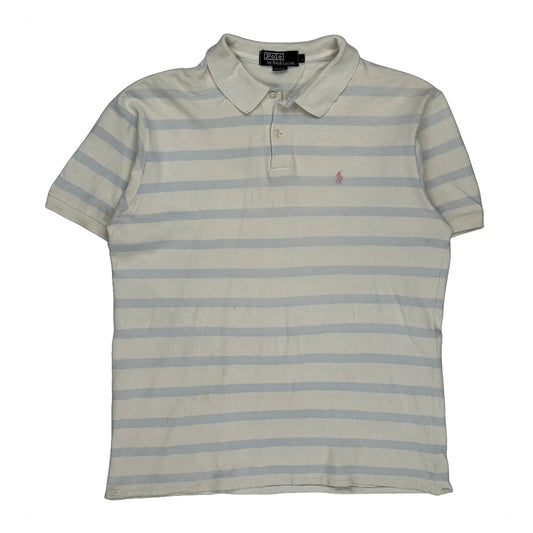 Polo By Ralph Lauren Striped Polo Shirt - Large Cream Cotton