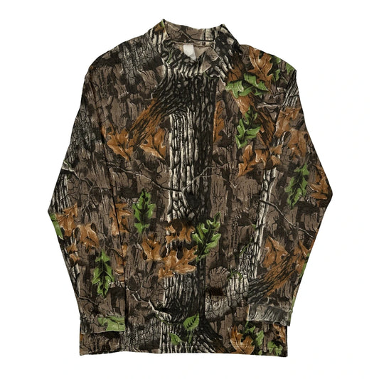 Vintage Hunting Mossy Oak Long Sleeve T-Shirt - Small Brown Polyester