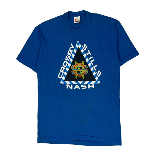 1987 Crosby Stills & Nash Signal Single Stitch T-Shirt - Large Blue Polyester Blend