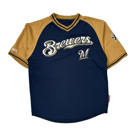 Brewers Majestic Mlb Jersey - Large Blue Polyester