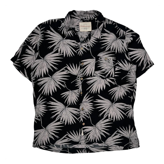 Weatherproof Floral Hawaiian Shirt - Large Black Cotton