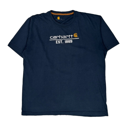 Carhartt Graphic T-Shirt - Large Blue Cotton