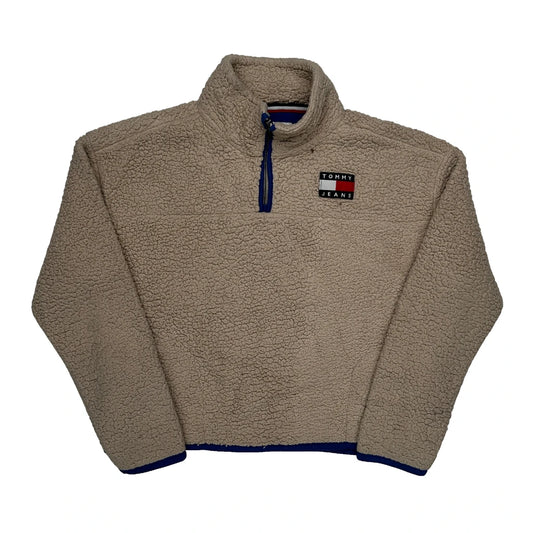 Vintage Tommy Jeans Fleece - Small Beige Polyester
