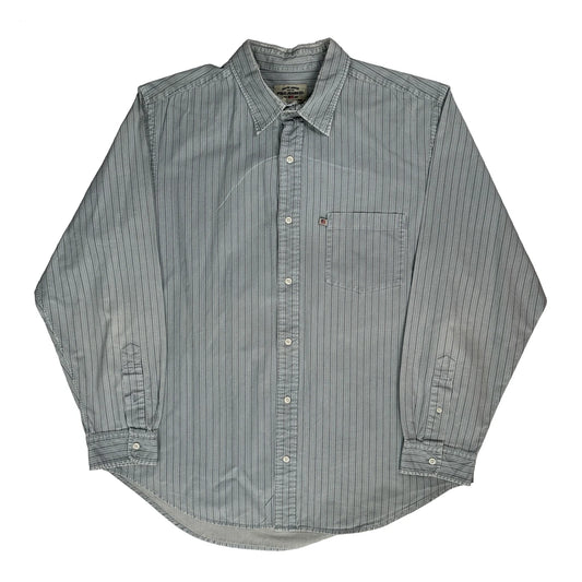 Vintage Ralph Lauren Striped Shirt - Large Grey Cotton