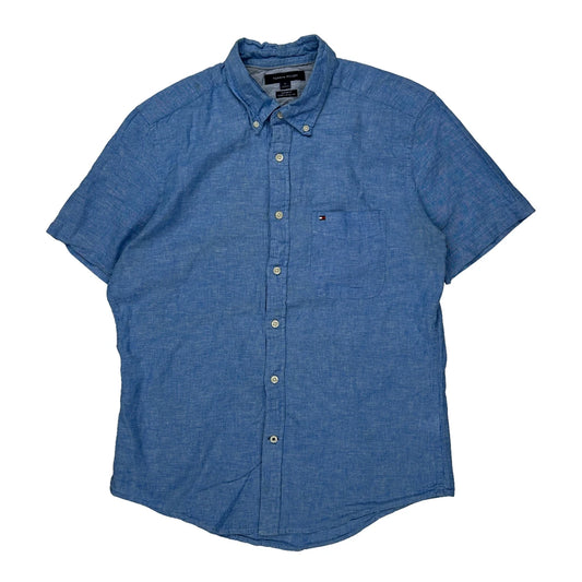 Tommy Hilfiger Short Sleeve Shirt - Medium Blue Cotton