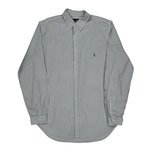 Tall Ralph Lauren Striped Shirt - Large Blue Cotton