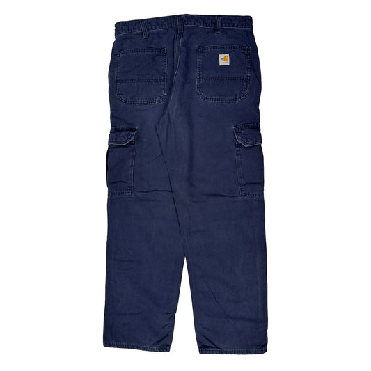 Carhartt Cargo Trousers - 35W 31L Blue Cotton Blend