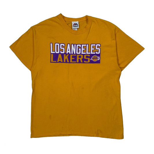Los Angeles Lakers Majestic Nba T-Shirt - Large Yellow Cotton