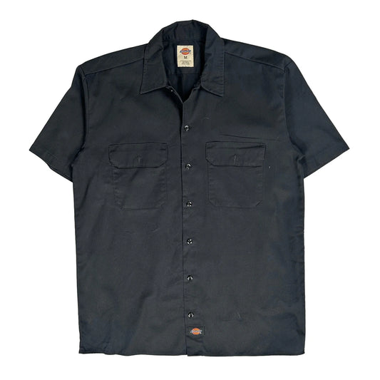 Dickies Short Sleeve Shirt - Medium Black Polyester Blend