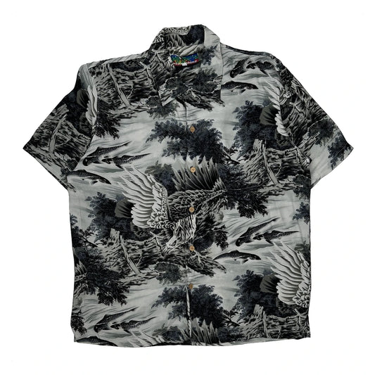 Hoshimime Hawaiian Shirt - Large Black & White Cotton
