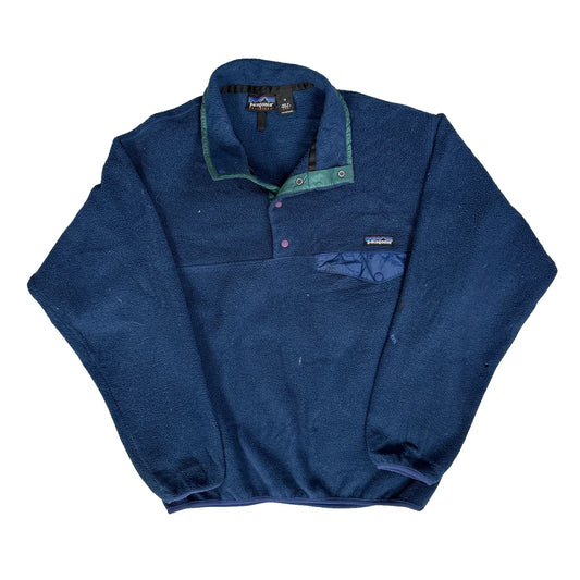 Made In USA Patagonia Synchilla Snap T Fleece - Medium Blue Polyester
