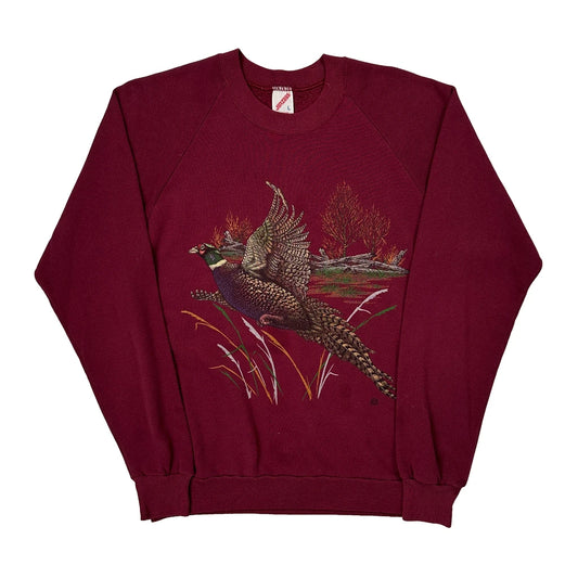 Vintage Made In USA Jerzees Graphic Sweatshirt - Large Burgundy Cotton