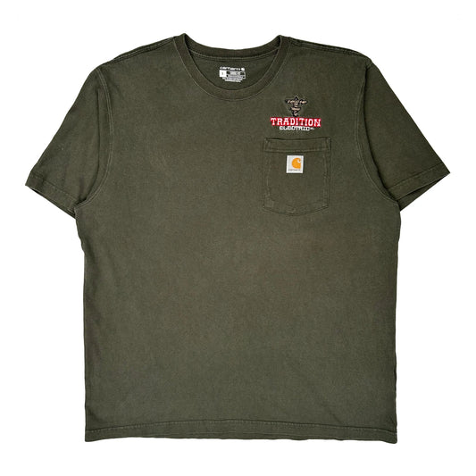 Carhartt T-Shirt - Large Khaki Cotton