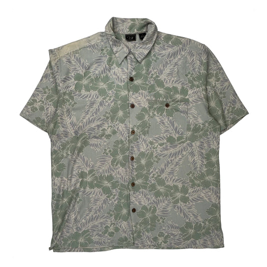 Unbranded Floral Hawaiian Shirt - Large Green Silk
