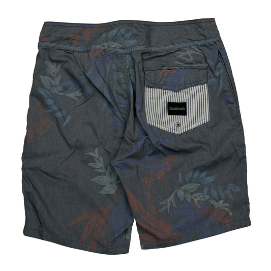 Vintage Quiksilver Floral Board Shorts - 32W 8L Grey Cotton