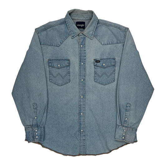 Wrangler Denim Shirt - XL Light Wash Denim