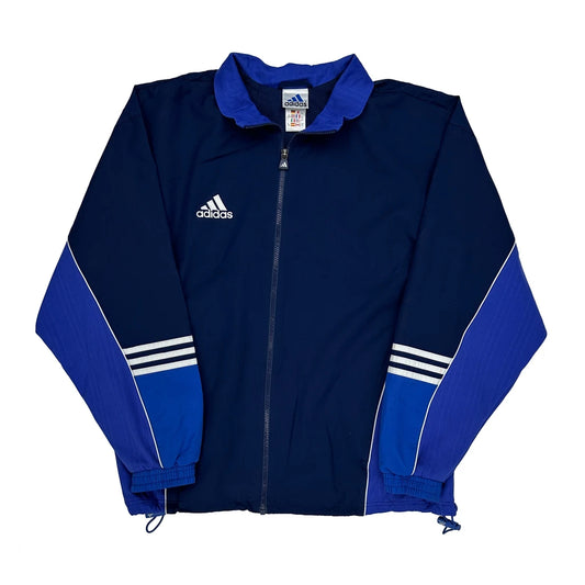 Adidas Striped Track Jacket - Large Blue Polyester