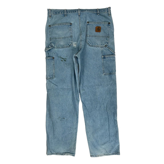 Vintage Carhartt Double Knee Carpenter Jeans - 35W 32L Light Wash Denim