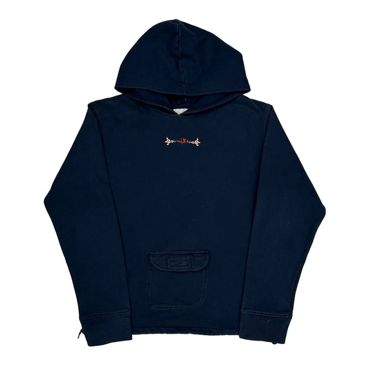 Y2K Nike Spellout Graphic Hoodie - XL Navy Cotton