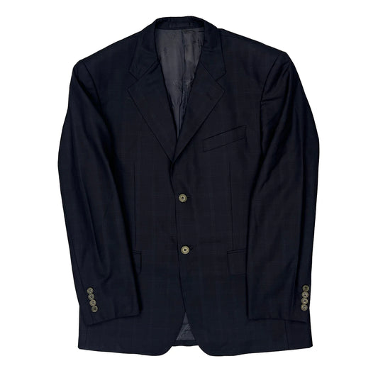 Aquascutum Checked Blazer - Large Navy Wool