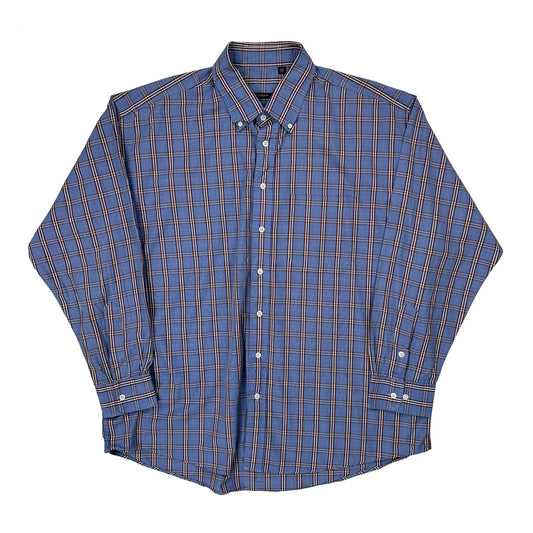 Made In USA Burberry London Checked Shirt - 2XL Blue Cotton