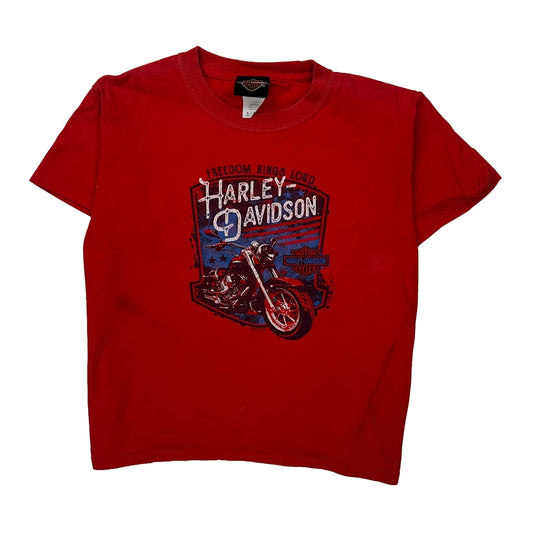 Age 5-6 Harley Davidson Graphic T-Shirt - Small Red Cotton