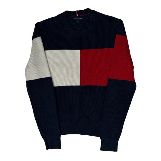 Vintage Tommy Hilfiger Jumper - Small Navy Knitted