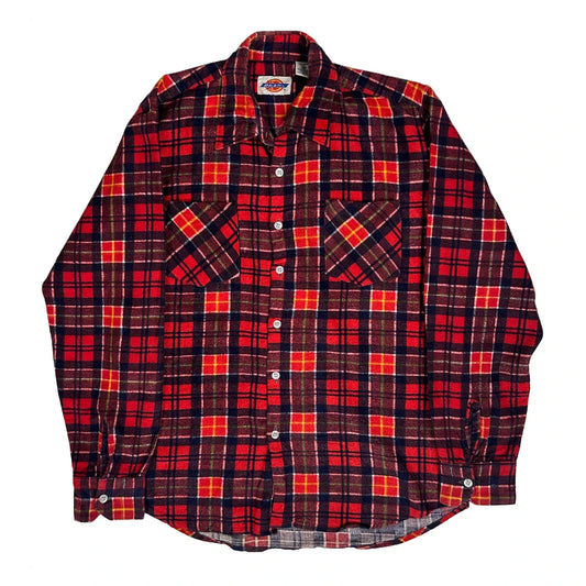 Vintage Dickies Checked Flannel Shirt - Medium Red Cotton