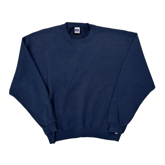 Dmc Construction Russell Athletic Graphic Sweatshirt - XL Navy Cotton