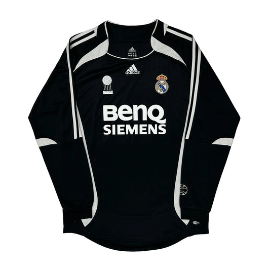 David Beckham Real Madrid Adidas 2006-07 Away Long Sleeve Football Shirt - Large Black Polyester