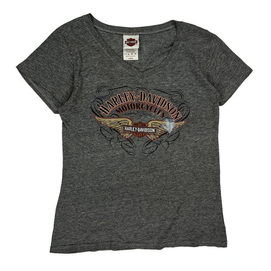 Motorcycles Harley Davidson Graphic T-Shirt - Large Grey Cotton