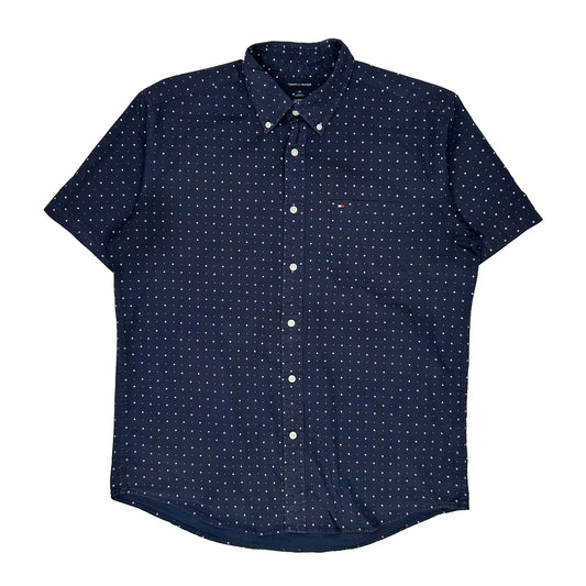 Tommy Hilfiger Polka Dot Short Sleeve Shirt - Large Navy Cotton
