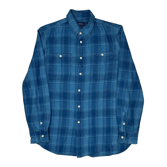 Polo By Ralph Lauren Checked Flannel Shirt - Large Blue Cotton