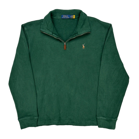 Polo By Ralph Lauren 1/4 Zip - Large Green Cotton